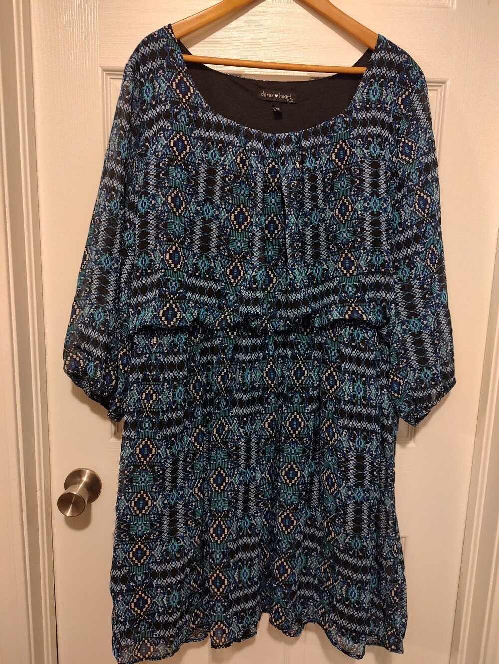 Derek Heart Blue and Black Geometric Tunic Dress
